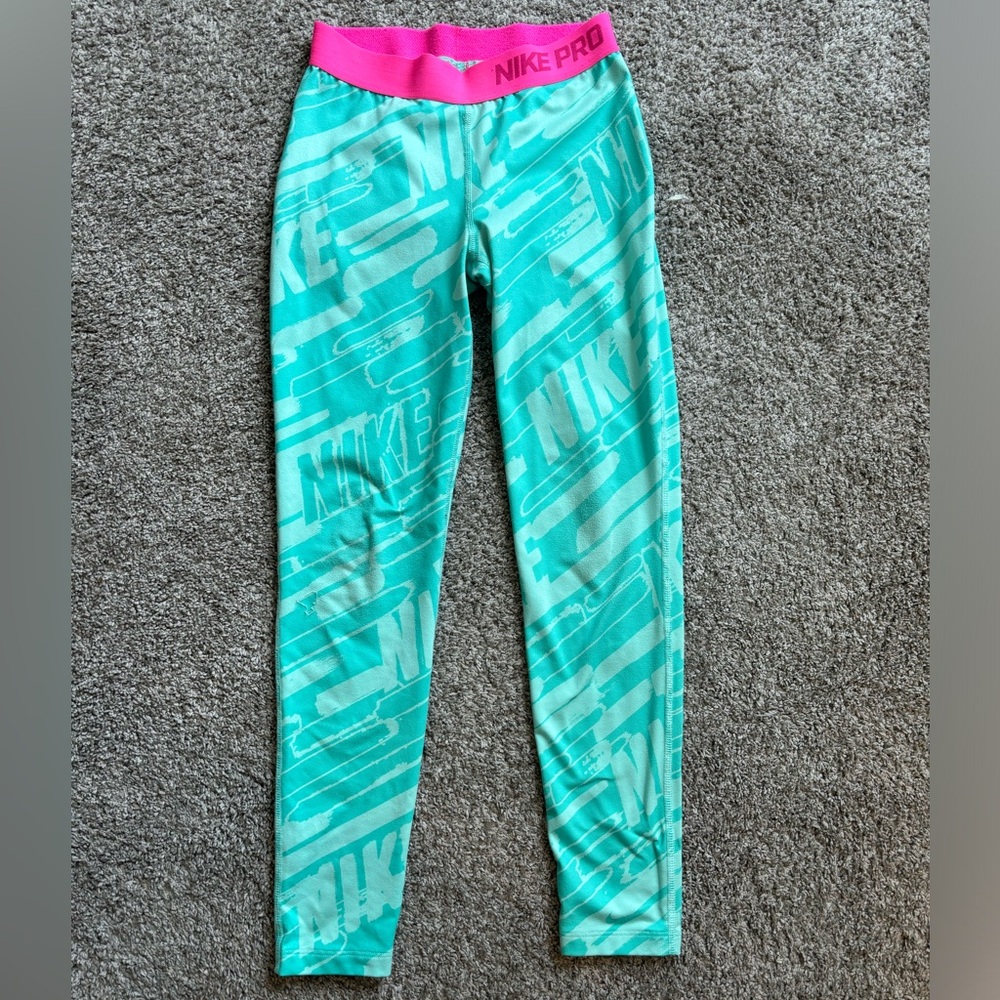 Nike Pro Green‎ Leggings Girls Size Large